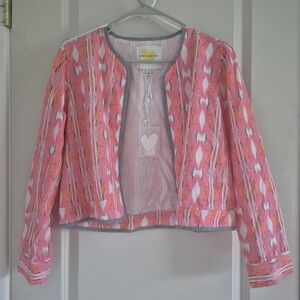 Kerri Rosenthal Morgan Ikat Beau-lero Pink Cropped Jacket